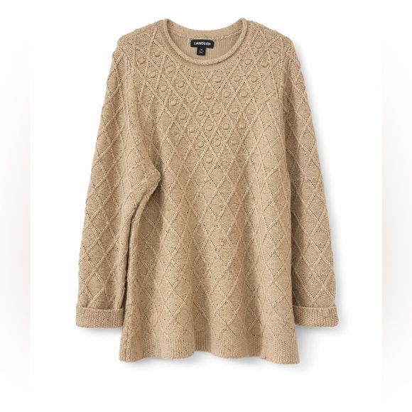 Lands' End Sweaters - Lands’ End Diamond Bobble Knit Sweater Cotton Wool Blend 1X